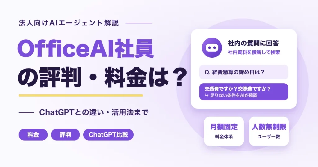 OfficeAI社員の評判・料金｜社内の質問にAIが条件を確認しながら回答するイメージ